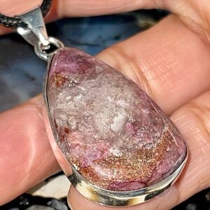 Aphrodite Stone Cobaltoan Calcite Crystal Pendant 1 7/8”